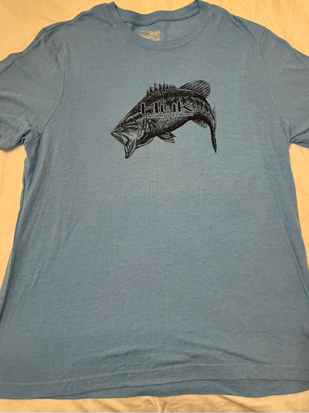 Huk Light Blue Short Sleeve Tee with Dark Bass Print
